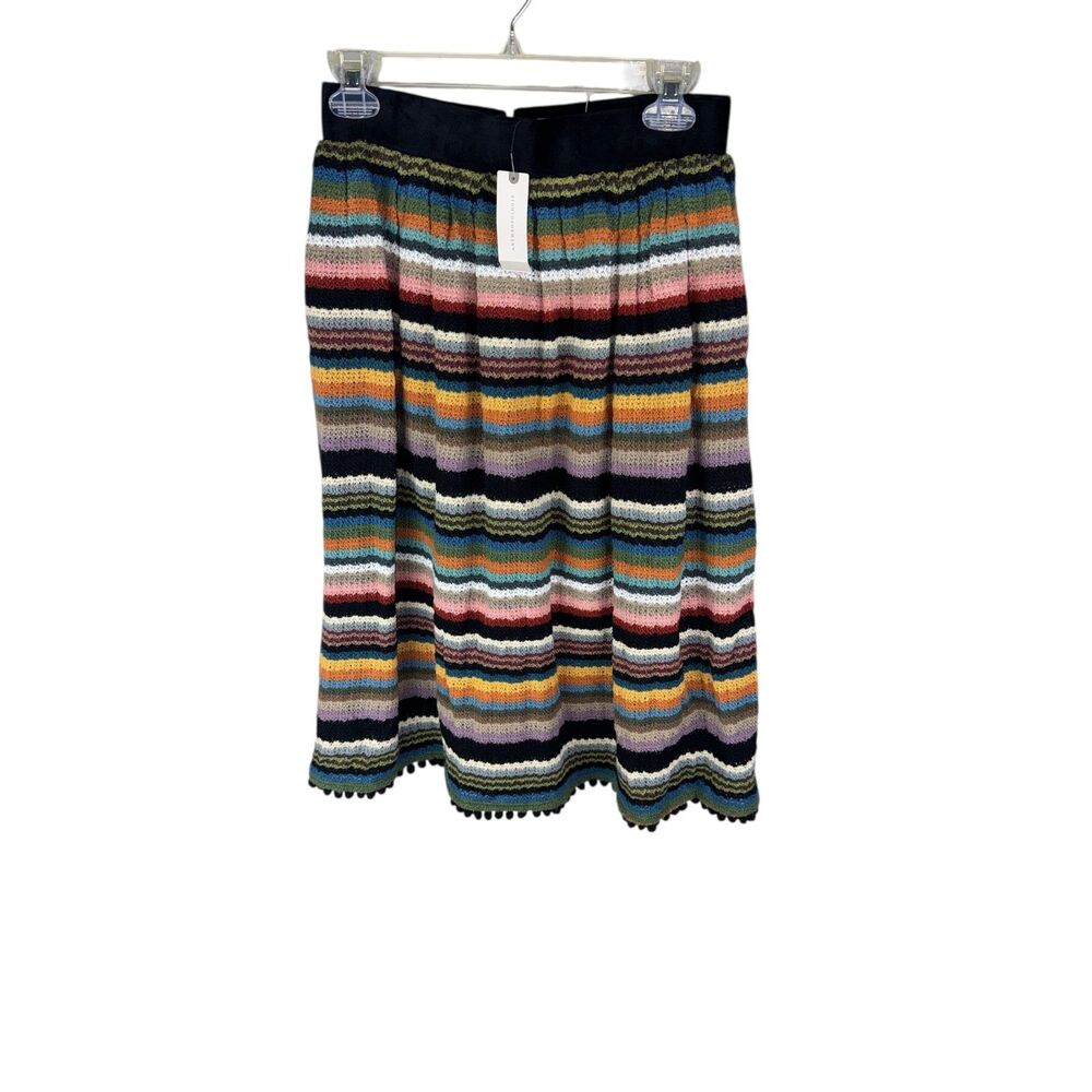 Anthropologie Eri + Ali Striped Pom Sweater Midi Skirt Size 6 Boho New
